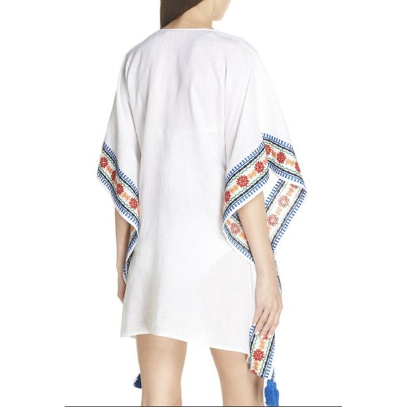 Tory Burch Ravena Embroidered Linen Beach Caftan - Picture 4 of 12
